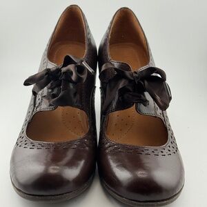 Naya Jada Pumps Leather Heeled Brown Mary Jane Round Toe Anthropologie 7.5